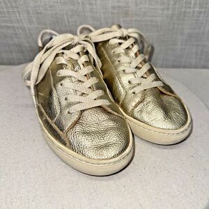 Soludos Gold Metallic‎ Leather Ibiza Classic Shoe Lace Up Sneakers US8